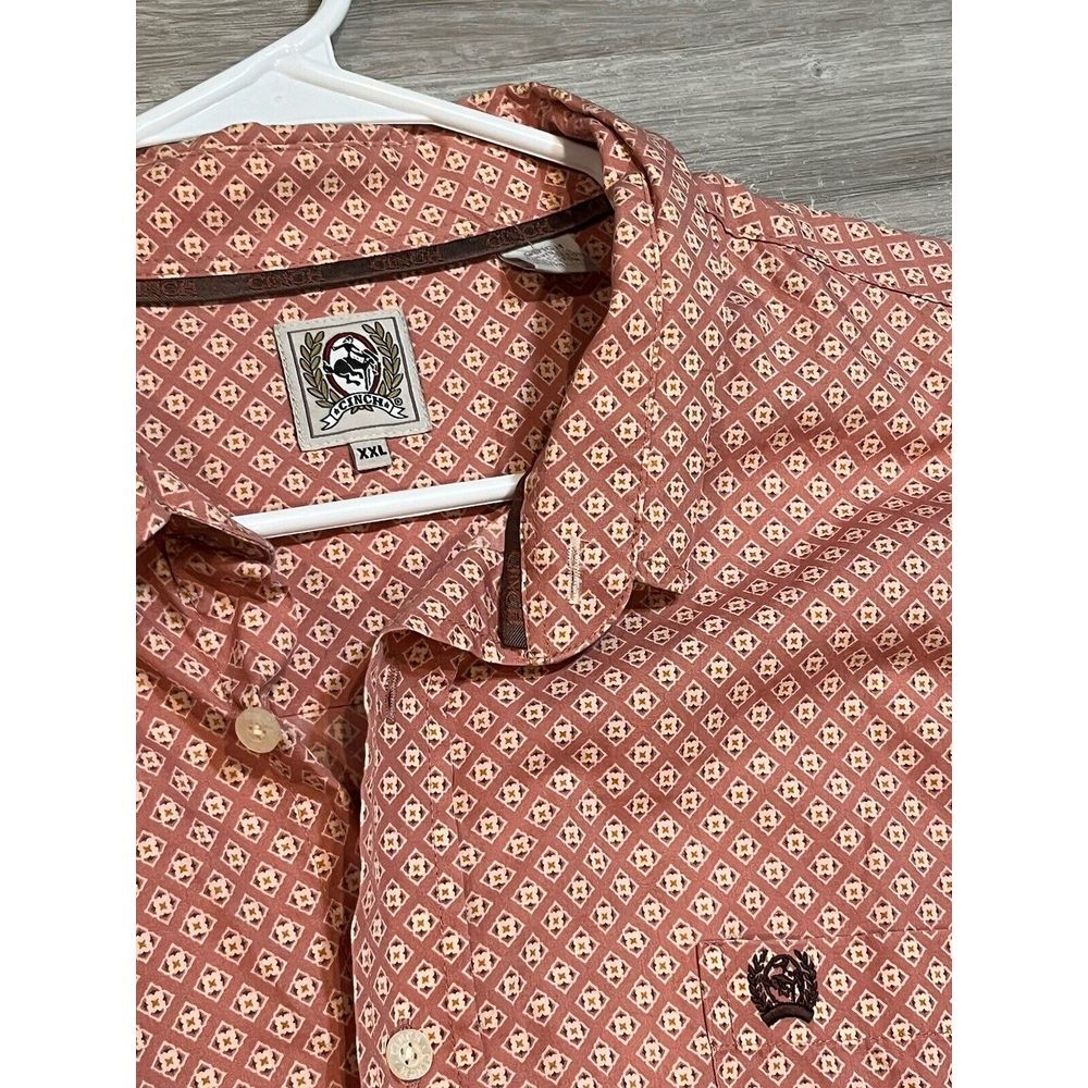 Cinch Burgundy Floral Geometric Long Sleeve Western Button Down Shirt Mens XXL - Picture 4 of 6